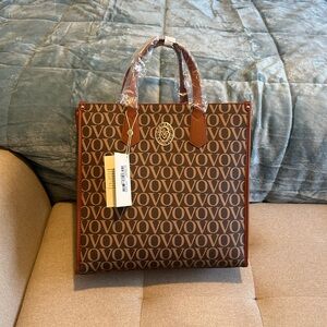 Valentino Orlandi Brown Logo Tote